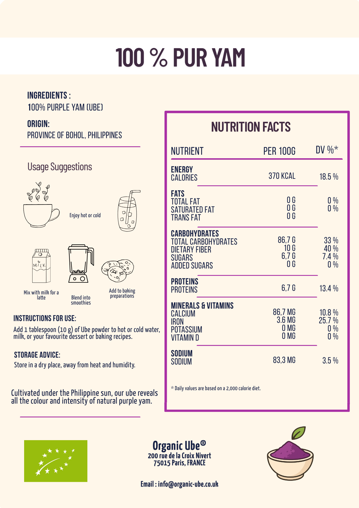 organic ube back nutrition