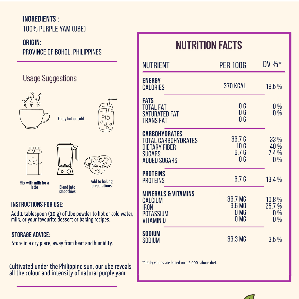 organic ube back nutrition